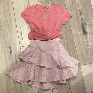 Pink Heart Top and Ruffled Skirt Set 5/6